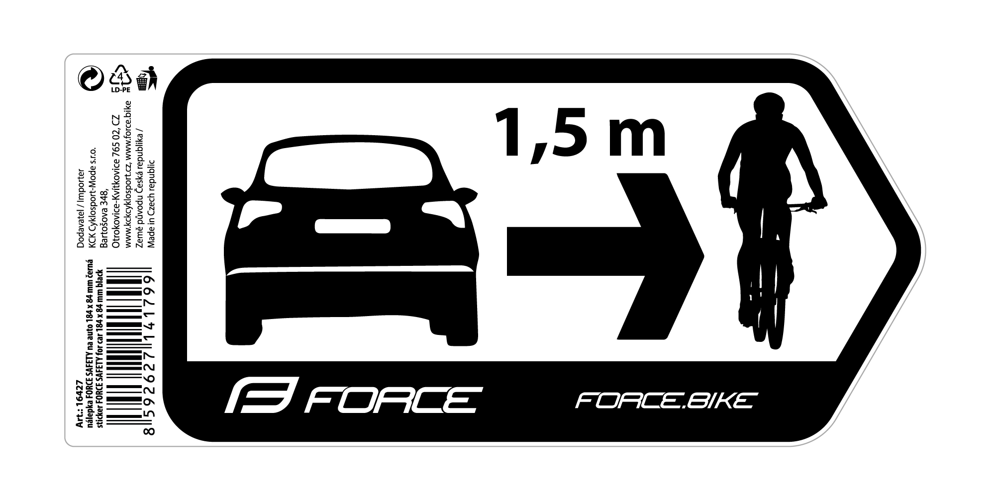 NALEPNICE FORCE SIGURNOST ZA AUTOMOBIL 184X84mm, CRNA