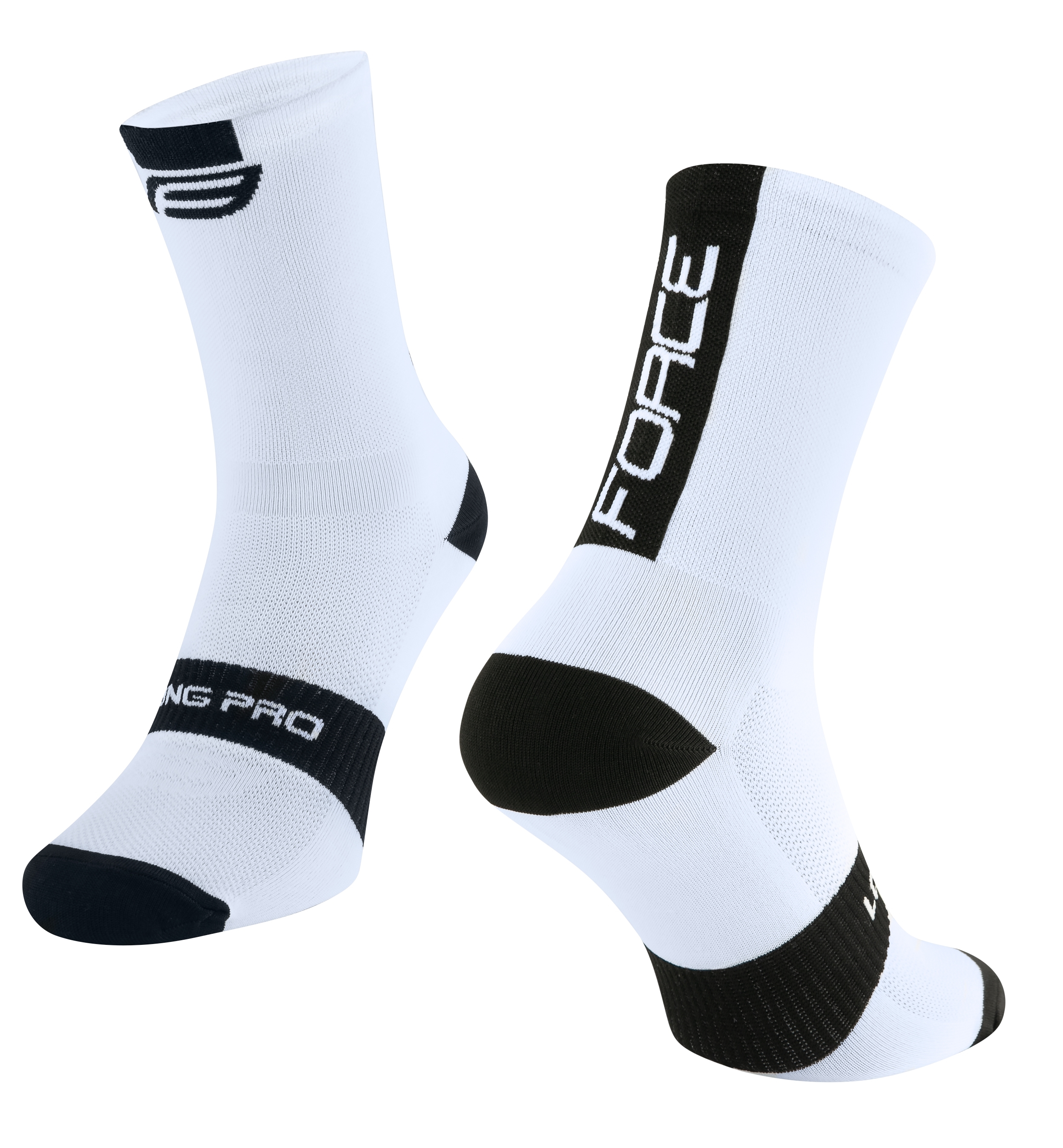 ČARAPE FORCE LONG PRO, belo-crne L-XL/42-46