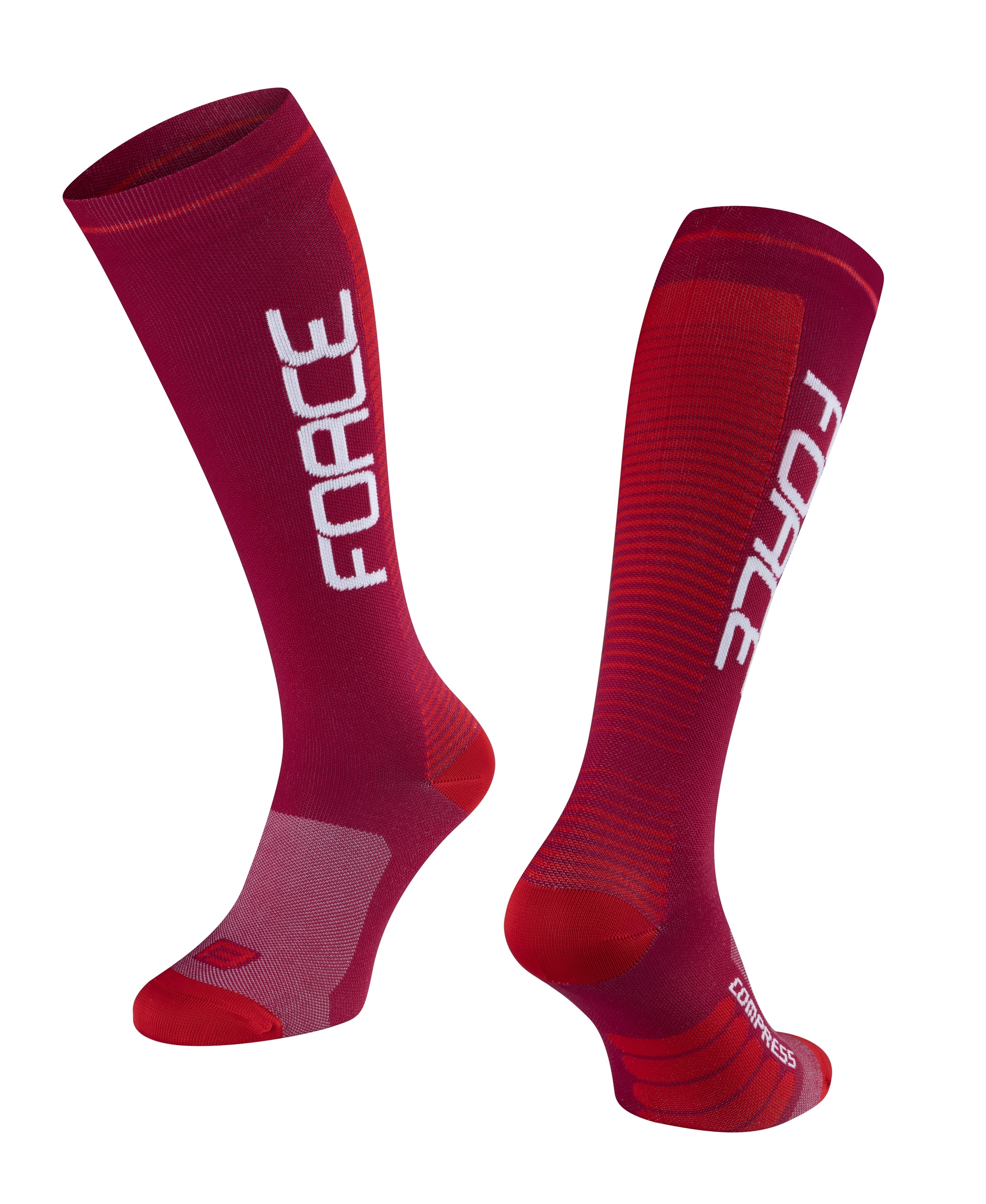 Čarape FORCE COMPRESS, bordo-crvene L-XL / 42-47